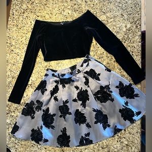 2 piece black and grey formal dress, size 7/8